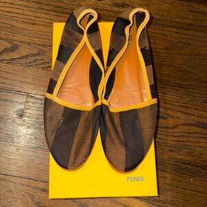 Fendi Brown & Yellow Striped  Slip-On Flats euro 38.5